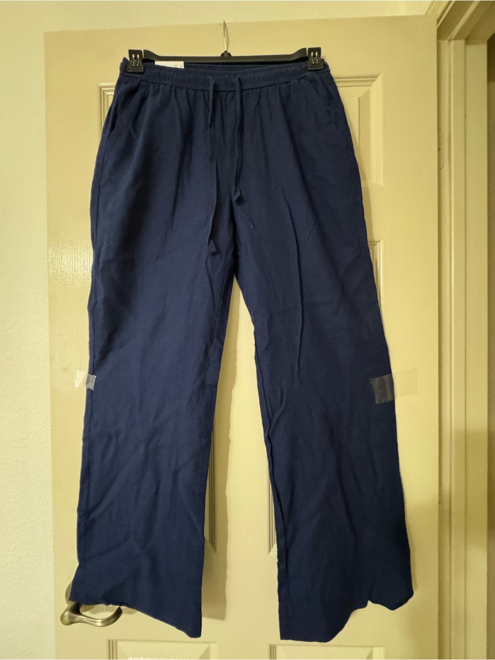Women’s Navy Drawstring Linen Pants